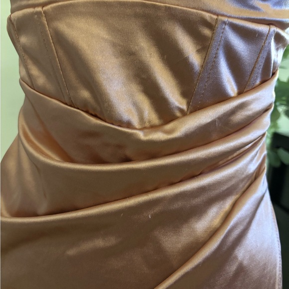 🌹 Rose Gold Satin Midi Wrap Dress - Picture 3 of 7